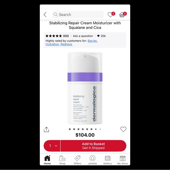 dermalogica Other - dermalogica Stabilizing Repair Cream Moisturizer — White with Purple Band